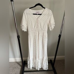 JessaKae White Lace Midi Dress